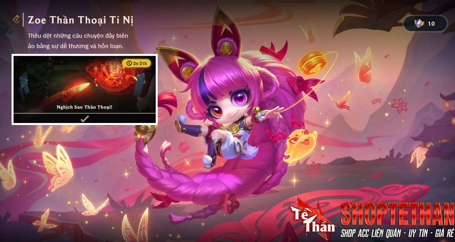 Zoe thần thoại tí nị + Chưởng lực, dư 3 huy hiệu, unrank lv1, trắng thông tin